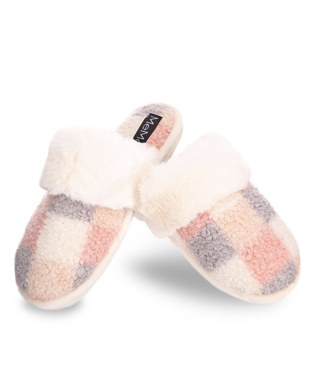 Pink Checkerboard Plush Slippers