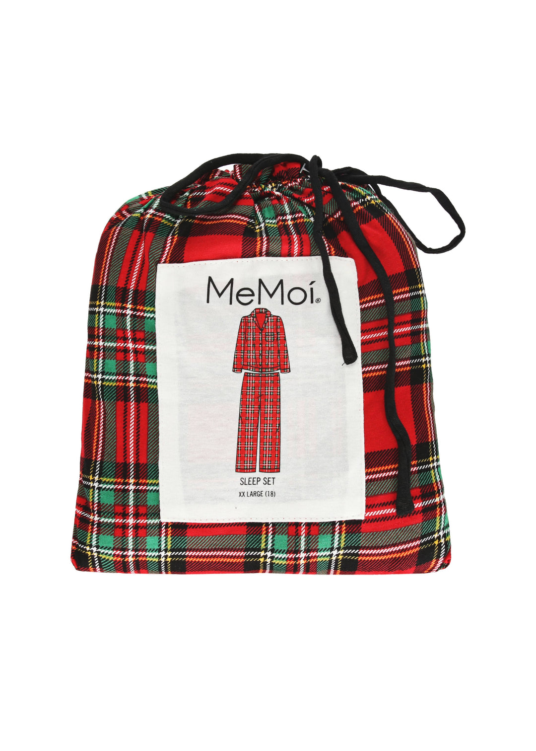 Christmas Plaid Notch Collar Cotton Blend PJ Set