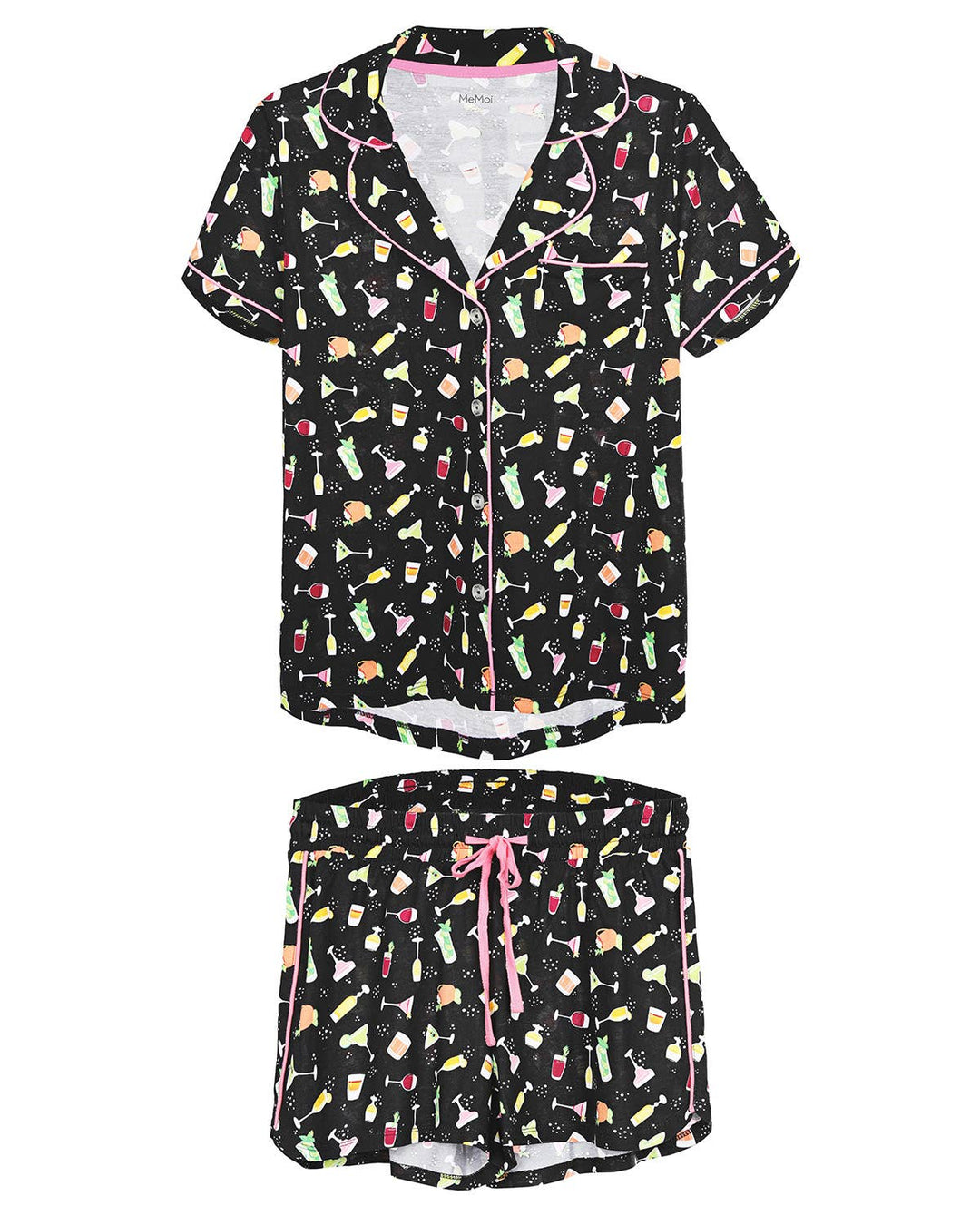 Cocktail Notch Collar Cotton Blend PJ Set