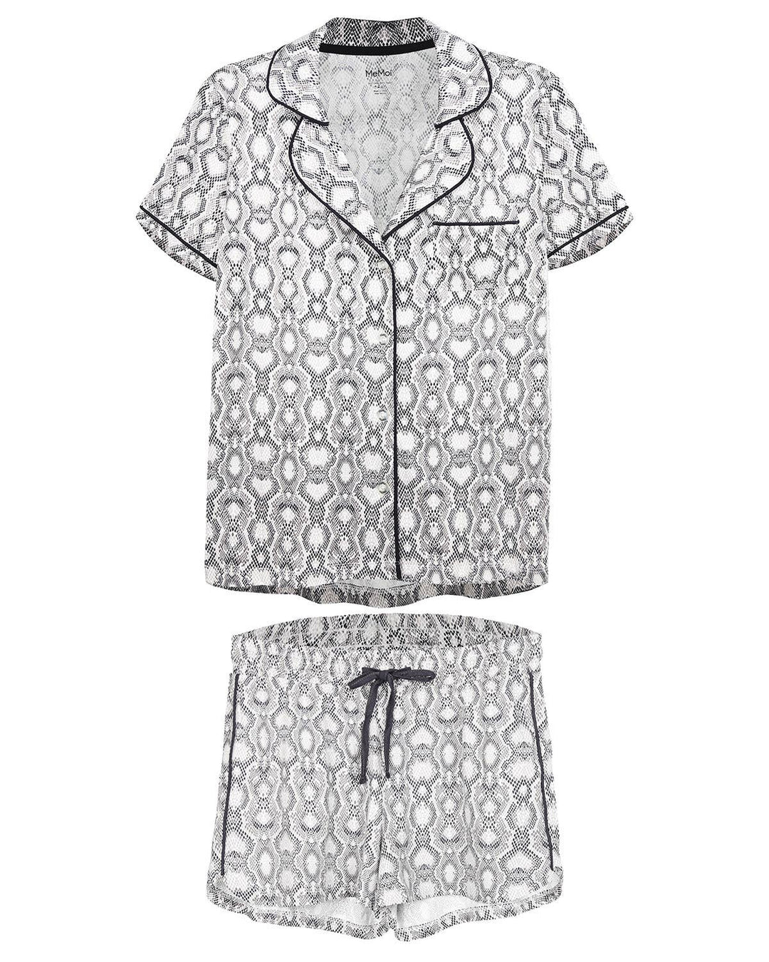 Snake Notch Collar Cotton Blend PJ Set