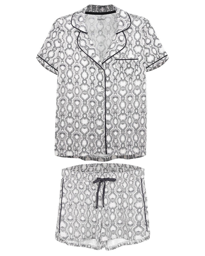 Snake Notch Collar Cotton Blend PJ Set