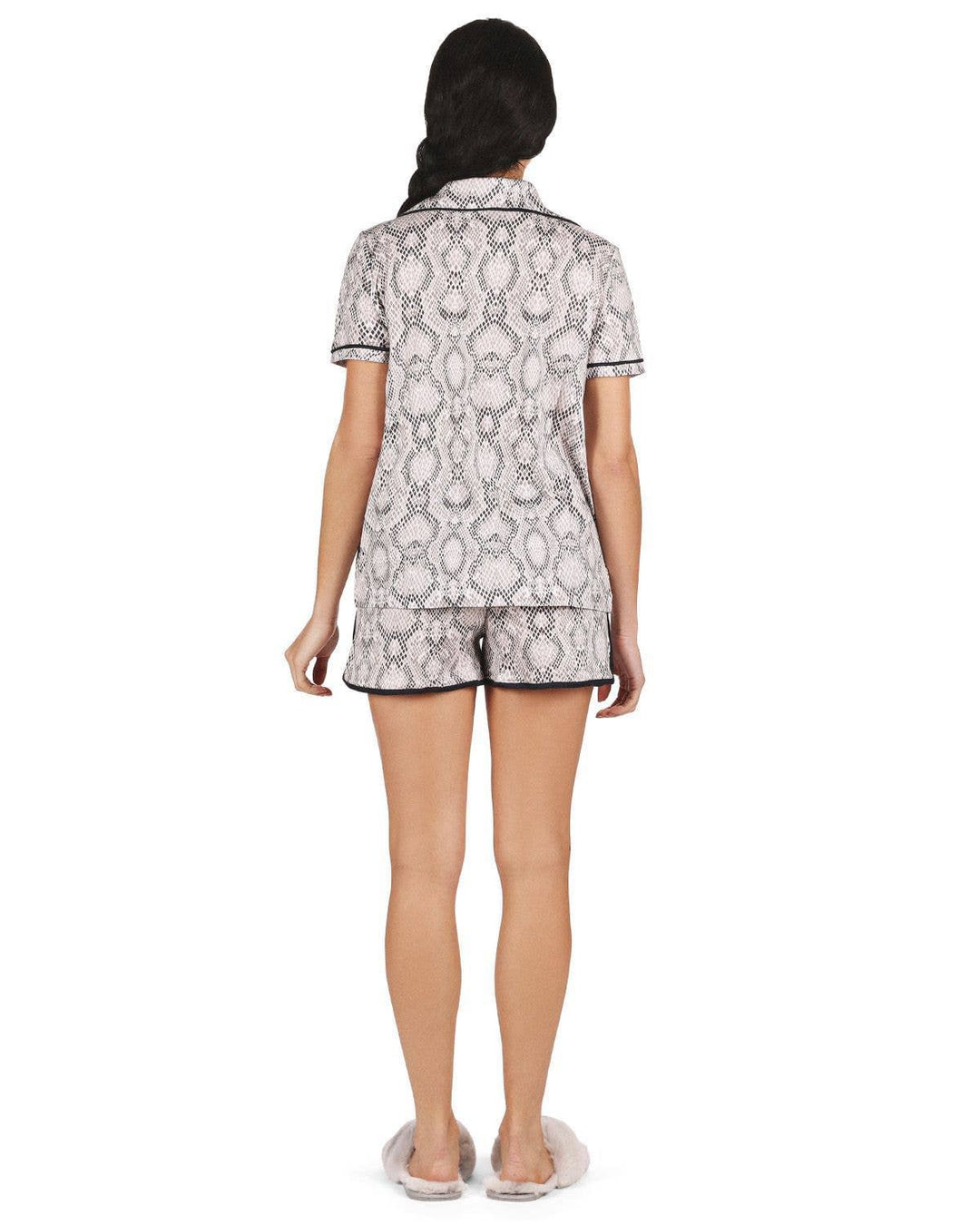 Snake Notch Collar Cotton Blend PJ Set