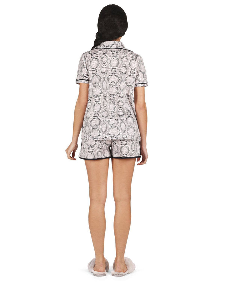 Snake Notch Collar Cotton Blend PJ Set