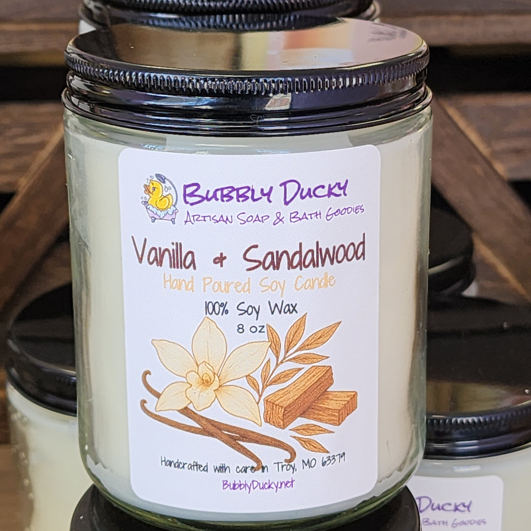 Vanilla & Sandalwood 100% Soy Wax Candle