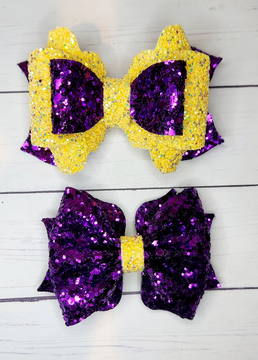 Purple/yellow bow 3.5inch