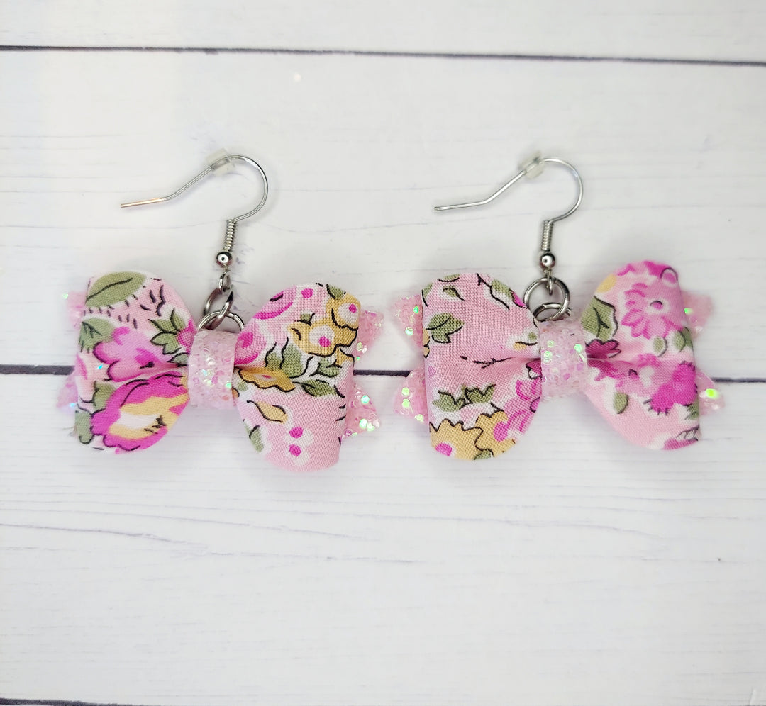 Pink Bow Earrings