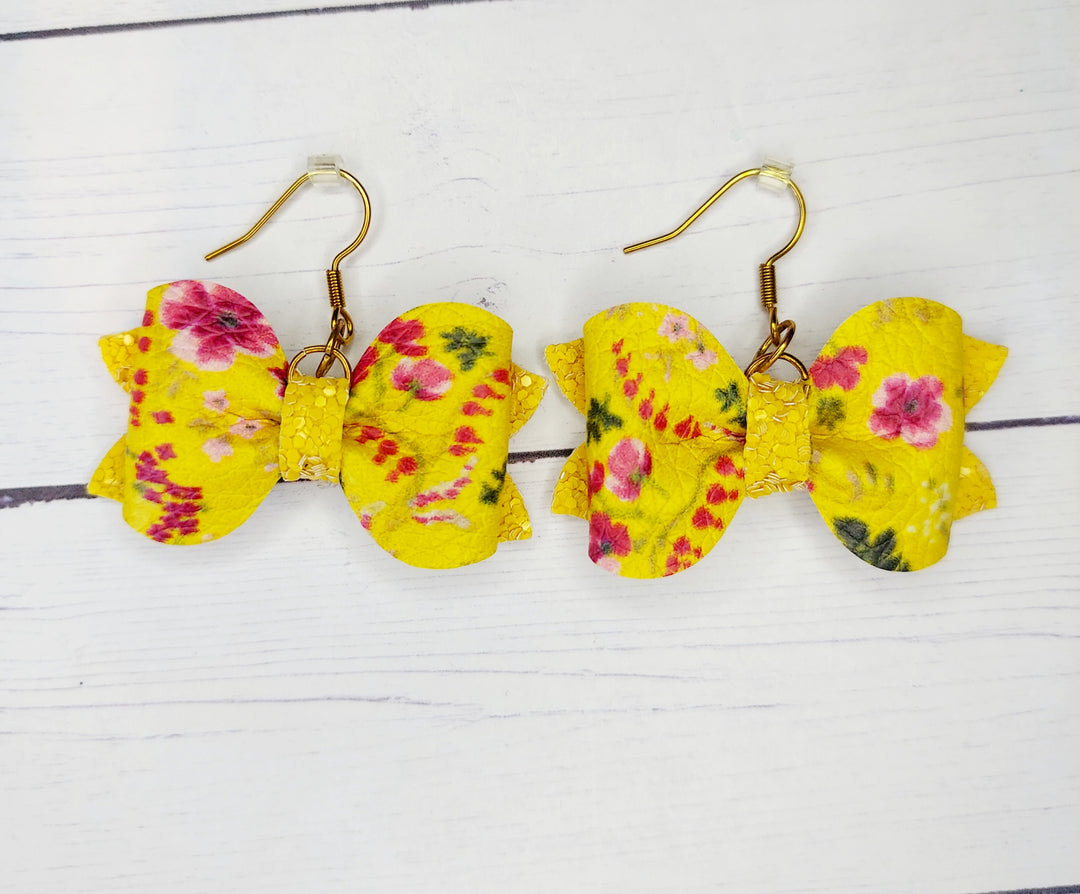 Yellow Bow Earrings