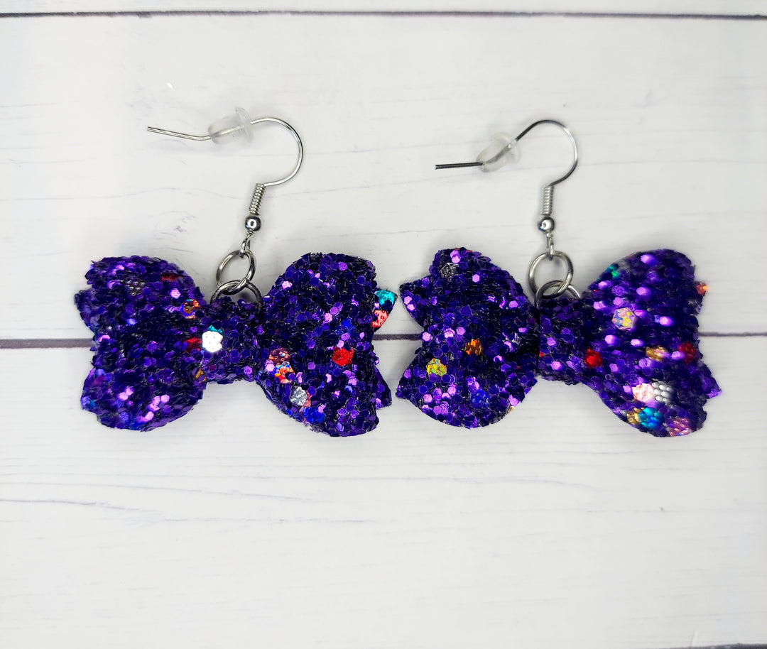 Purple Bow Earrings