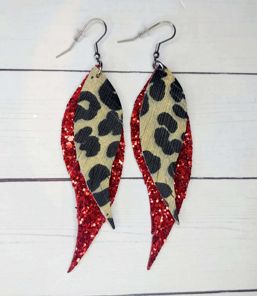 Red Genuine Leather Earrings