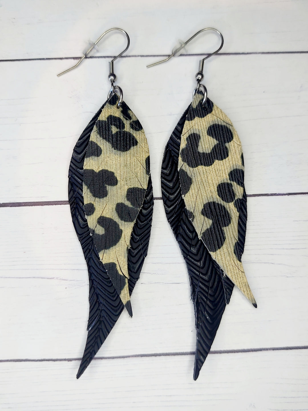 Black Genuine Leather Earrings