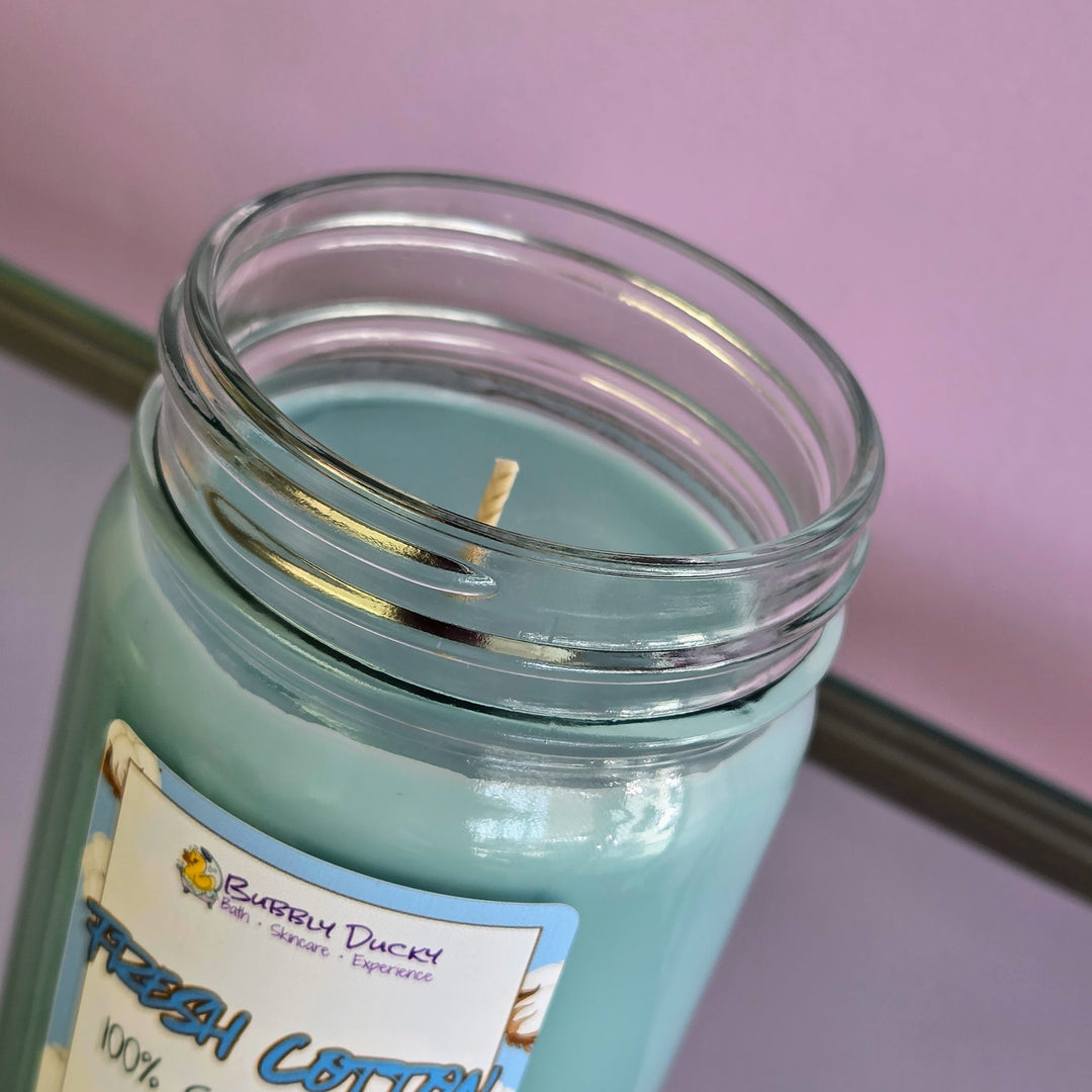 Fresh Cotton - 10 oz 100% Soy Mason Jar Candle