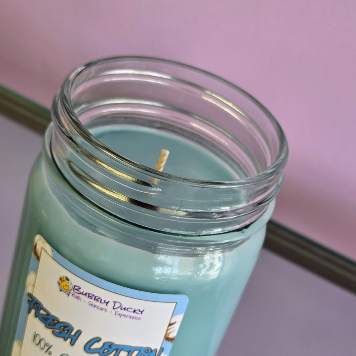 Fresh Cotton - 10 oz 100% Soy Mason Jar Candle