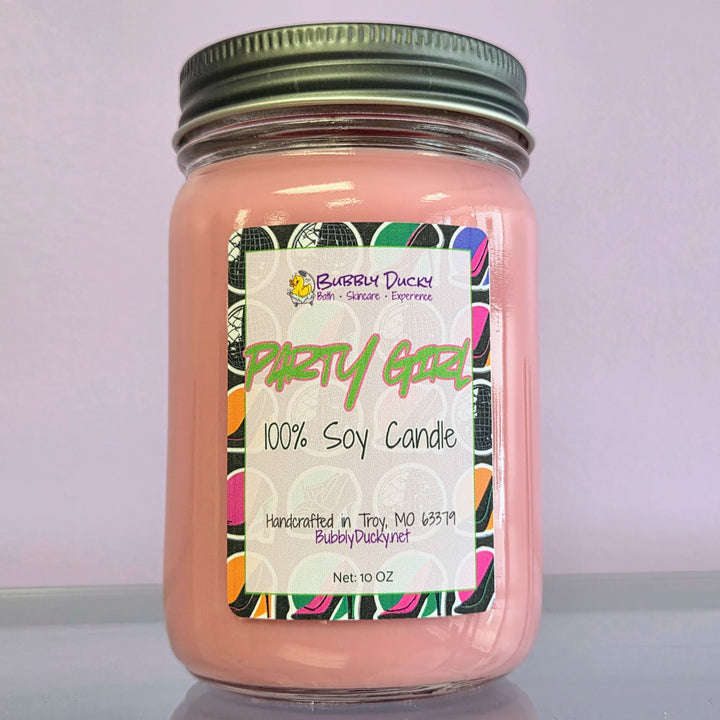 Party Girl - 10 oz 100% Soy Mason Jar Candle