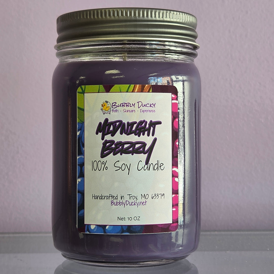 Midnight Berry - 10 oz 100% Soy Mason Jar Candle