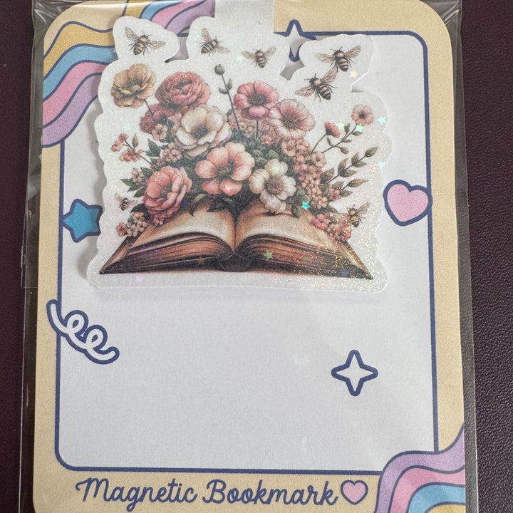 Book & Flower Magnetic Bookmarks