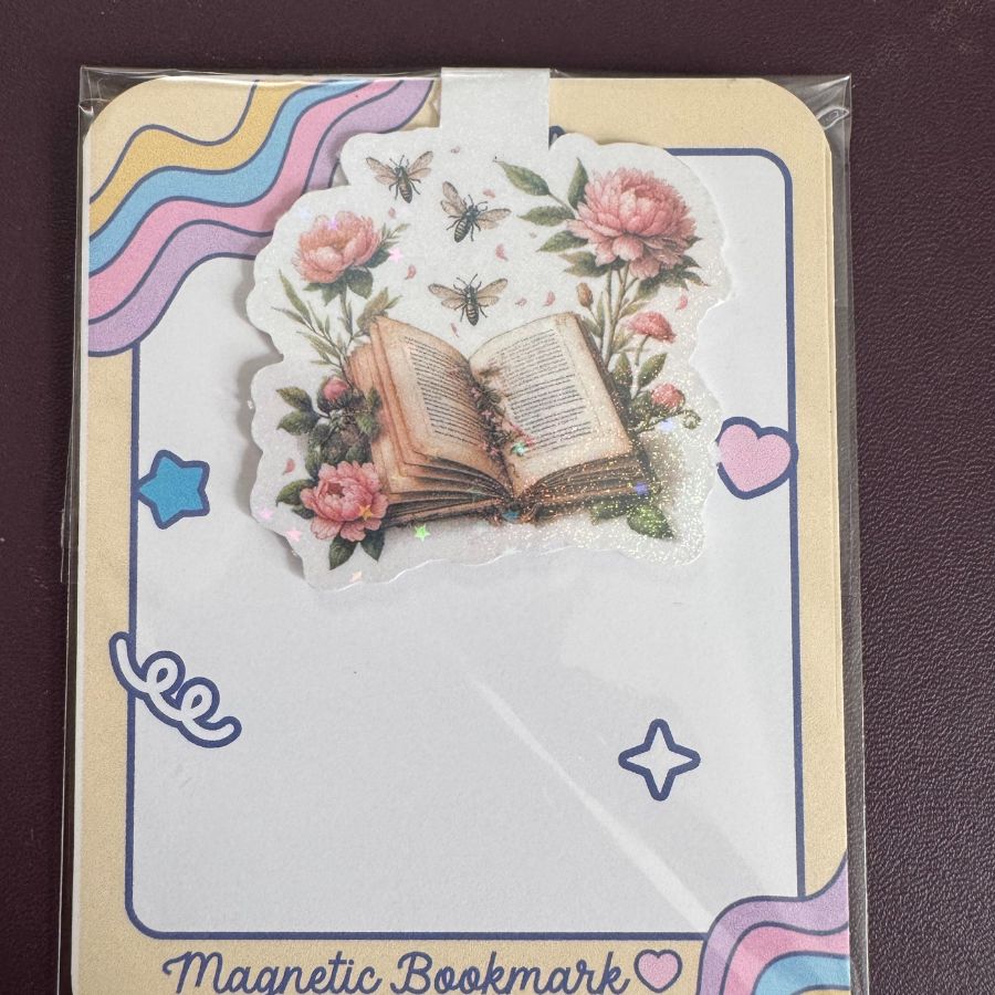 Book & Flower Magnetic Bookmarks