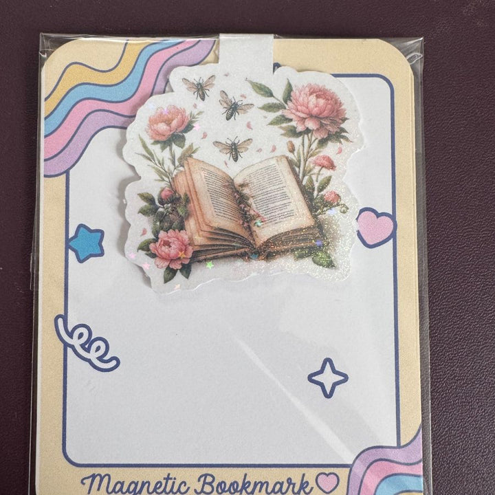 Book & Flower Magnetic Bookmarks