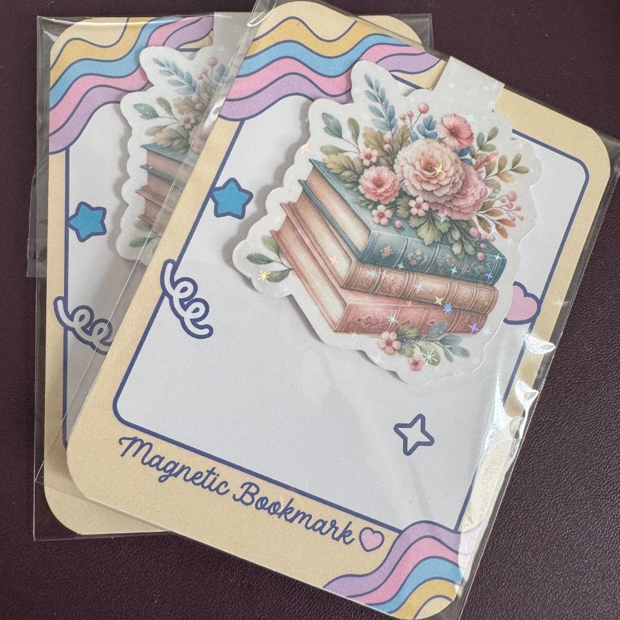 Book & Flower Magnetic Bookmarks