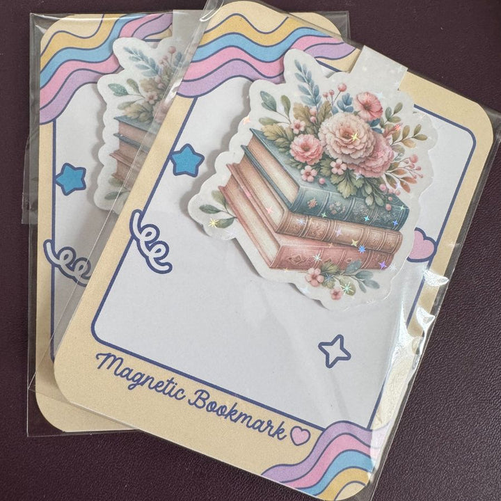 Book & Flower Magnetic Bookmarks