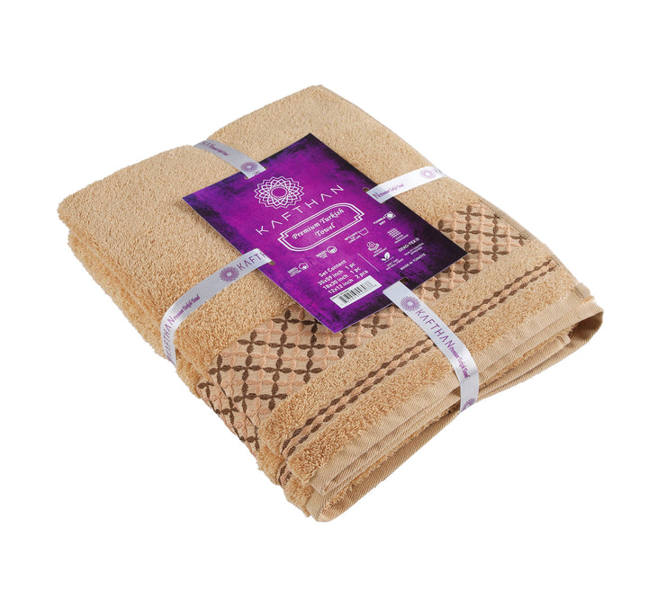 White & Pink Plaid Turkish Cotton Bath Towels - 4 Piece Set