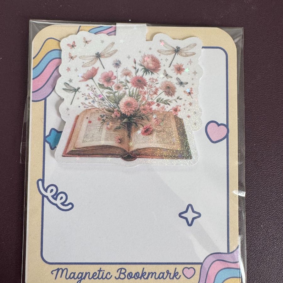 Book & Flower Magnetic Bookmarks
