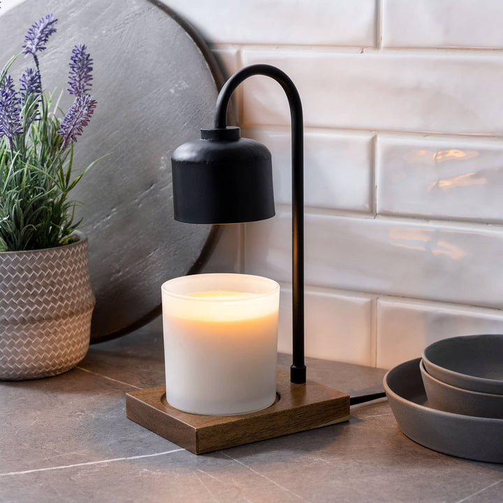 Black & Wood Arched Candle Warmer Lamp