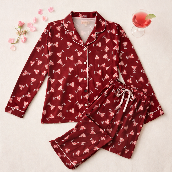 Midnight Martini Bow Pajama Set
