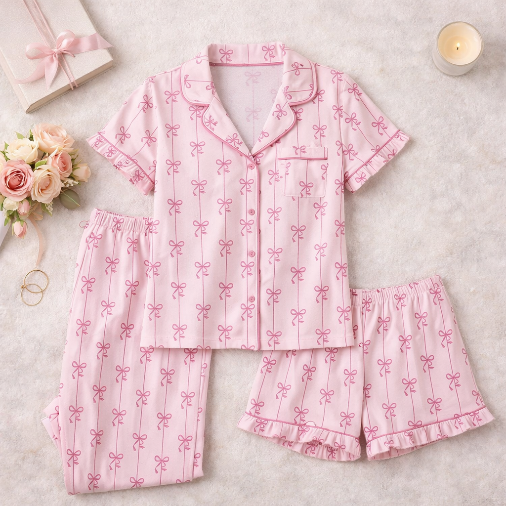 Bow Bliss 3-Piece Lounge Pajama Set