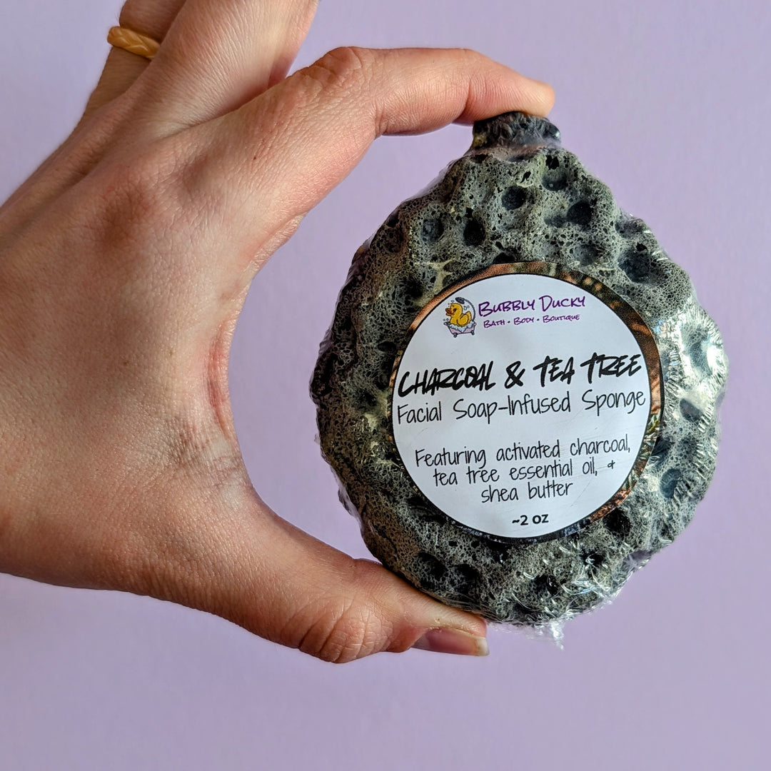 Charcoal & Tea Tree Facial Soap-Infused Sponge