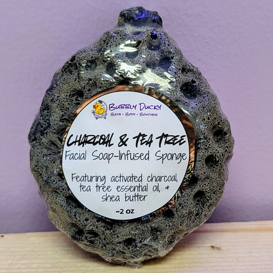 Charcoal & Tea Tree Facial Soap-Infused Sponge