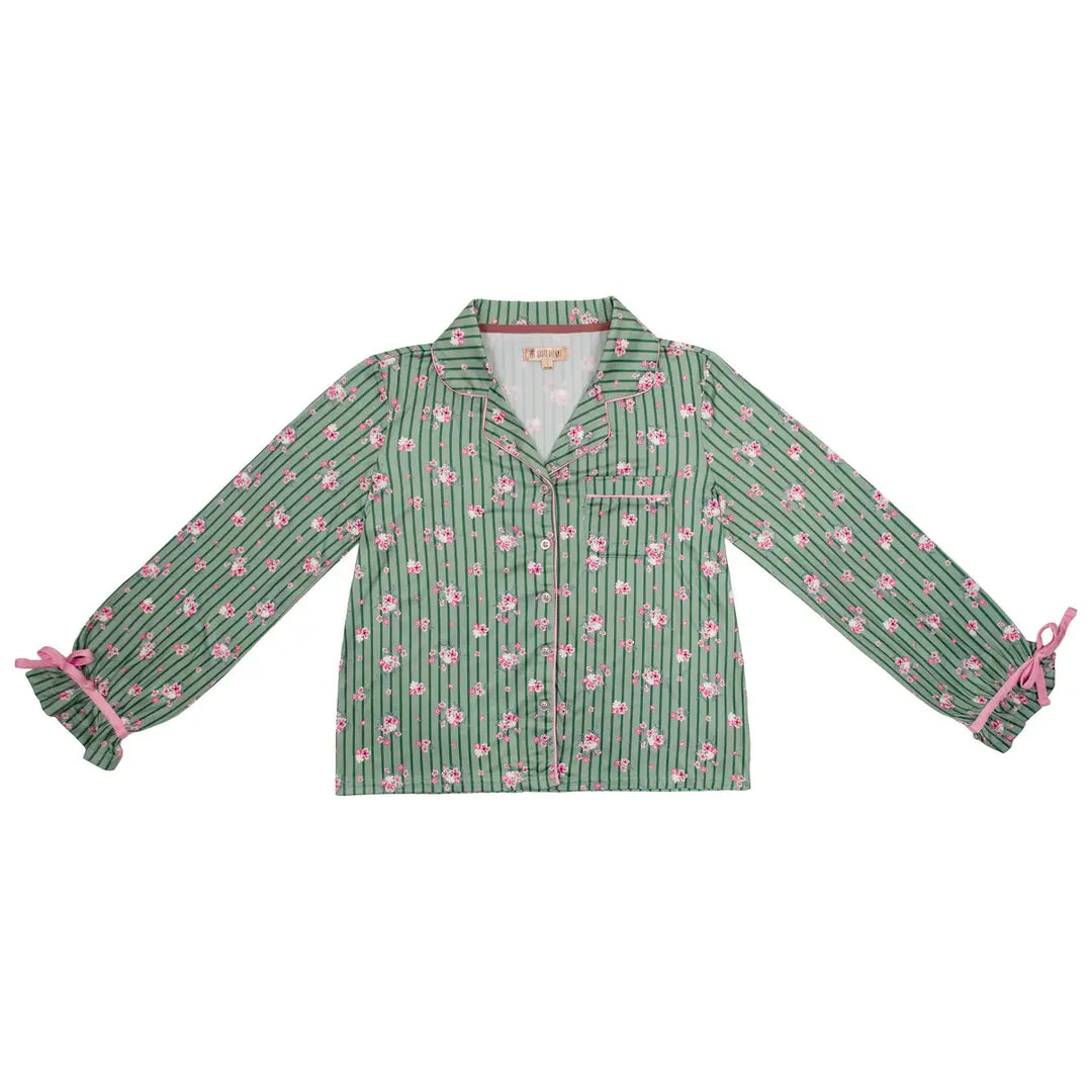 Garden Stripe Bow Jersey Pajama Set