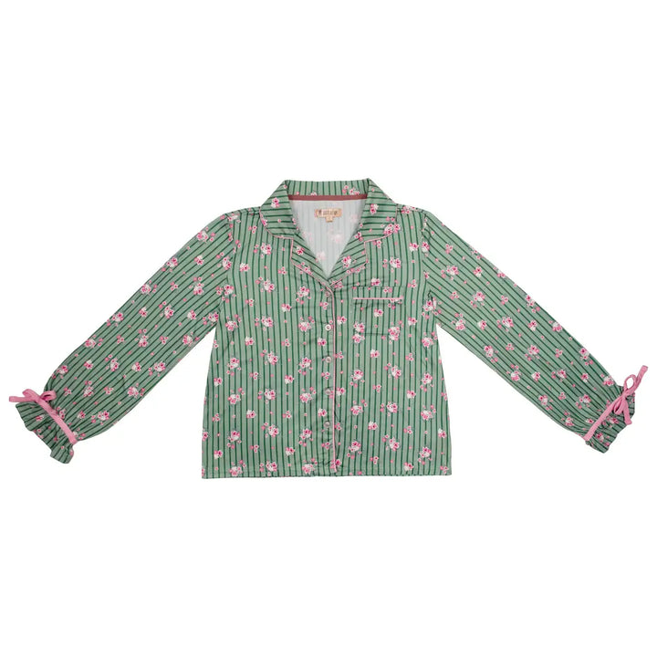 Garden Stripe Bow Jersey Pajama Set