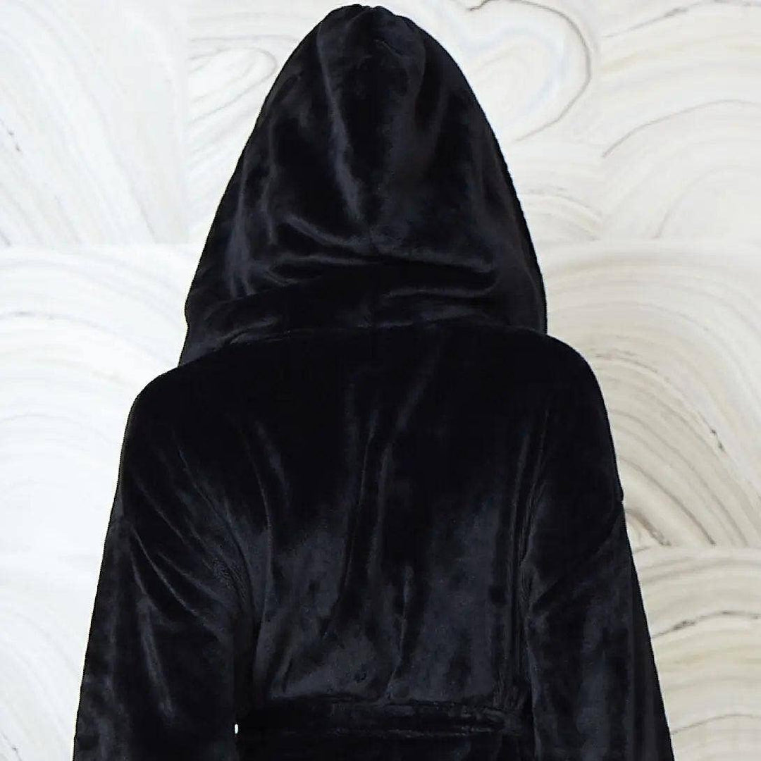 The Plush Retreat Hooded Robe - Black