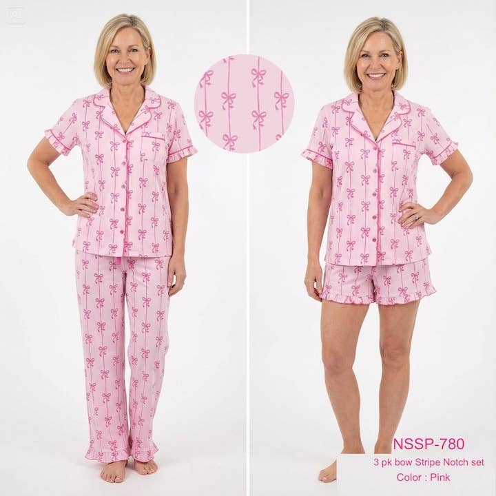 Bow Bliss 3-Piece Lounge Pajama Set