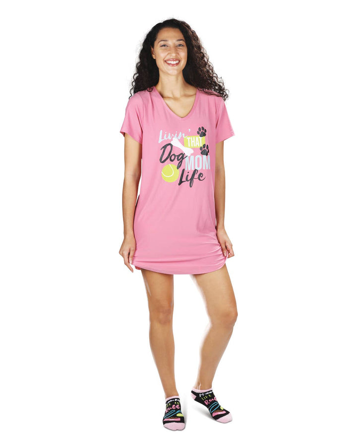Livin' That Dog Mom Life V-Neck Sleepshirt