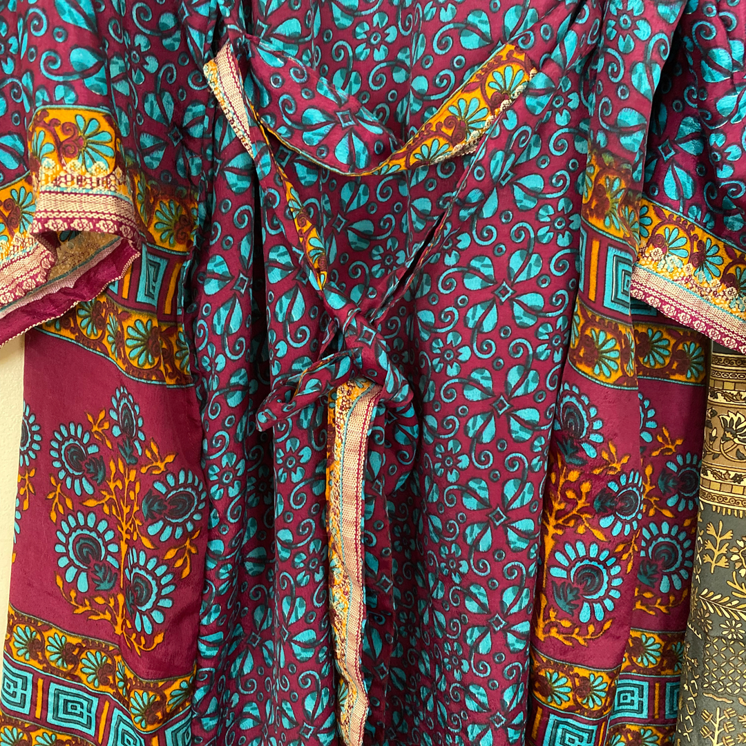 100% Silk Sari Robe With Pockets