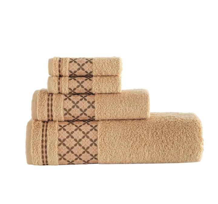 White & Pink Plaid Turkish Cotton Bath Towels - 4 Piece Set