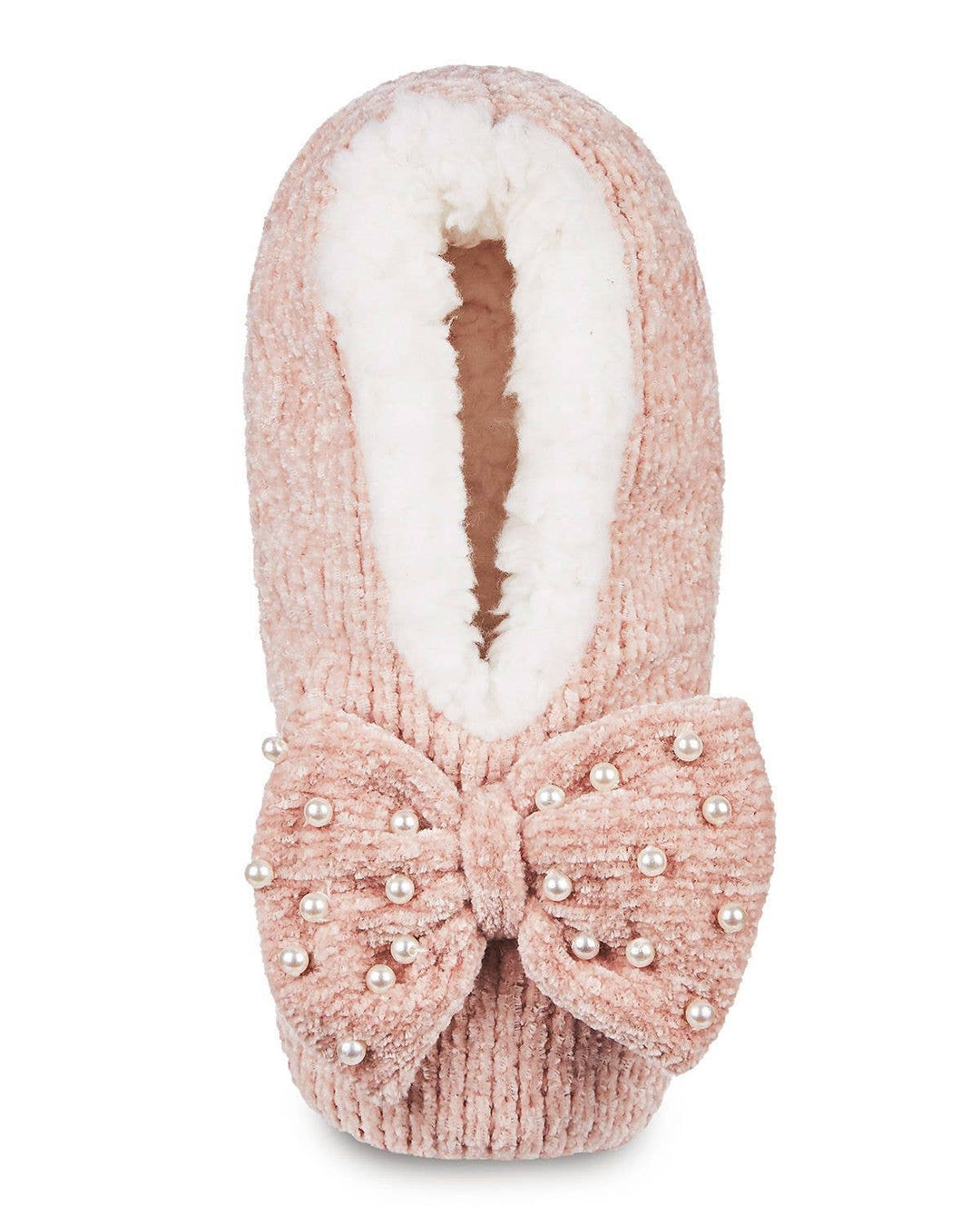 Precious Pearls Bow Chenille Sherpa-Lined Slippers