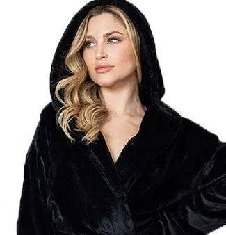 The Plush Retreat Hooded Robe - Black