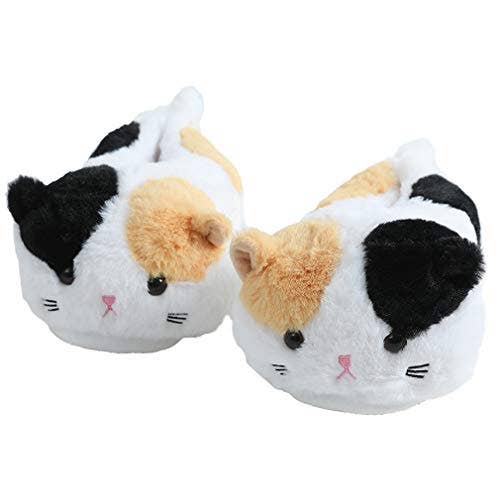 Fluffy Calico Tabby Cat Slippers
