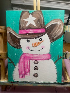 Pink snow girl painting