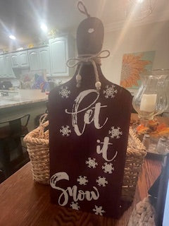Red let it snow cutting board wood hanger