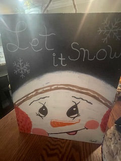 let it snow Snowman wood hanger