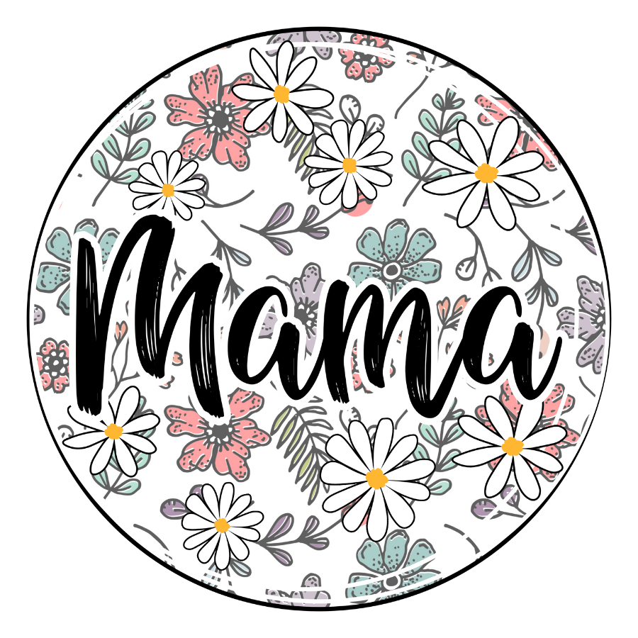 Round Mama with Flowers (Sticker)