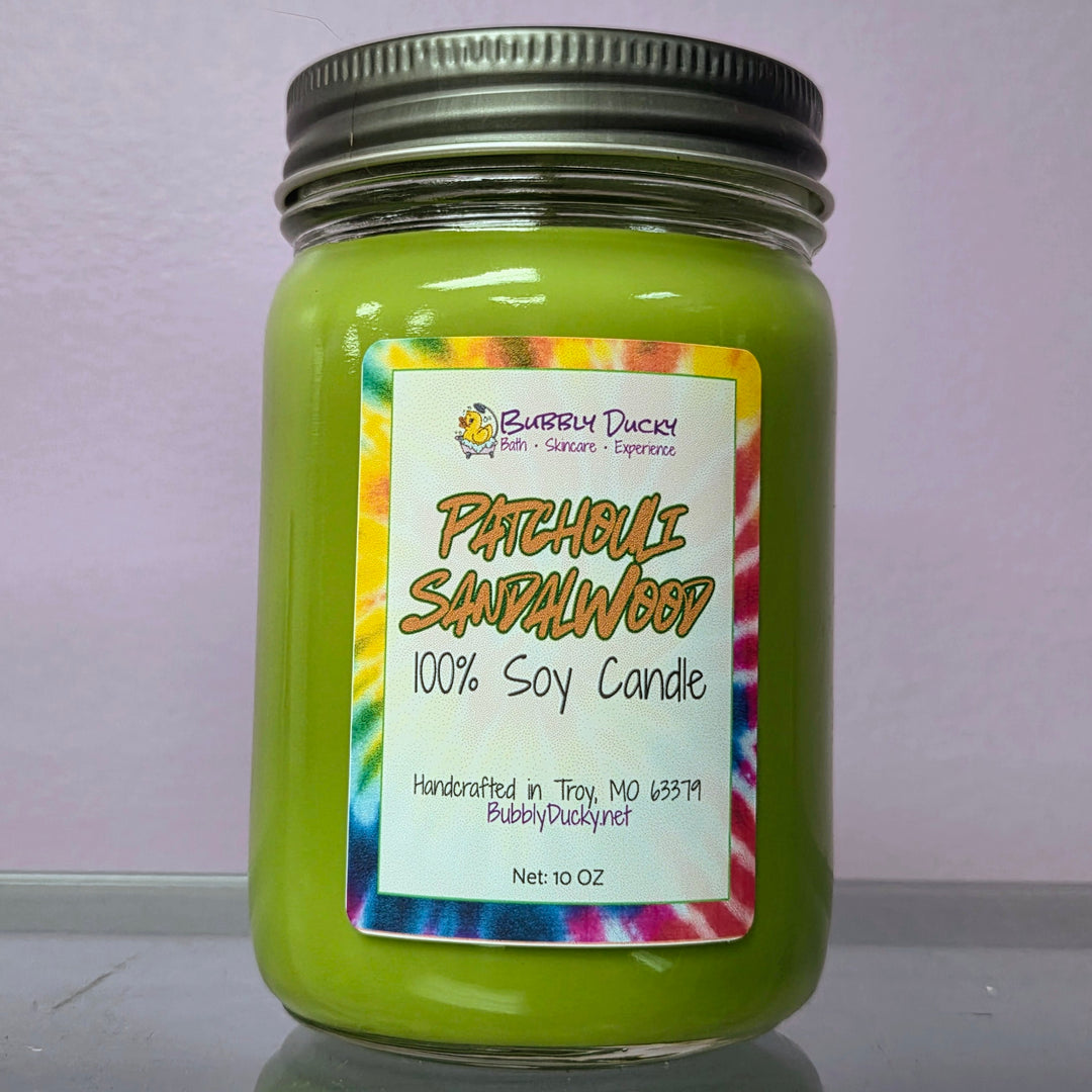 Patchouli Sandalwood - 10 oz 100% Soy Mason Jar Candle