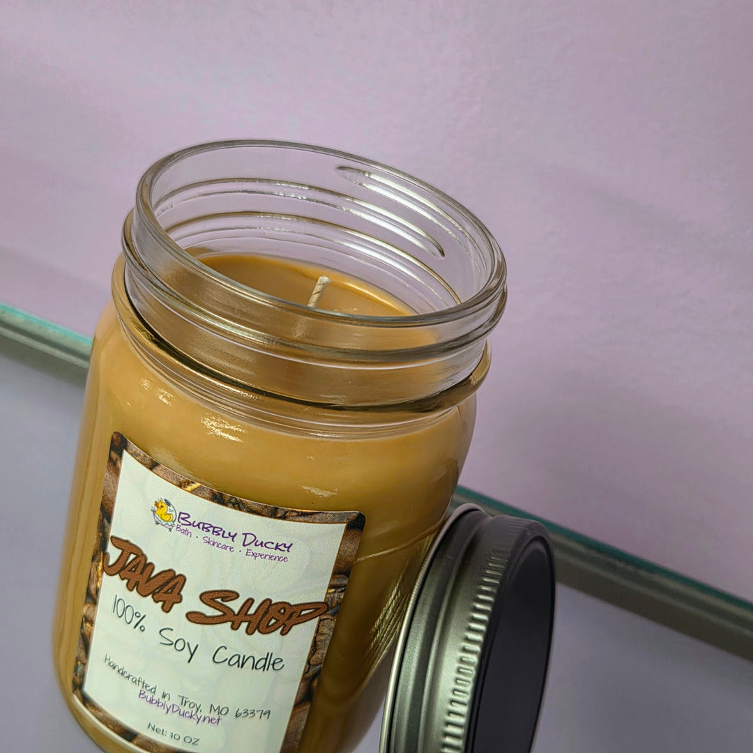 Java Shop - 10 oz 100% Soy Mason Jar Candle