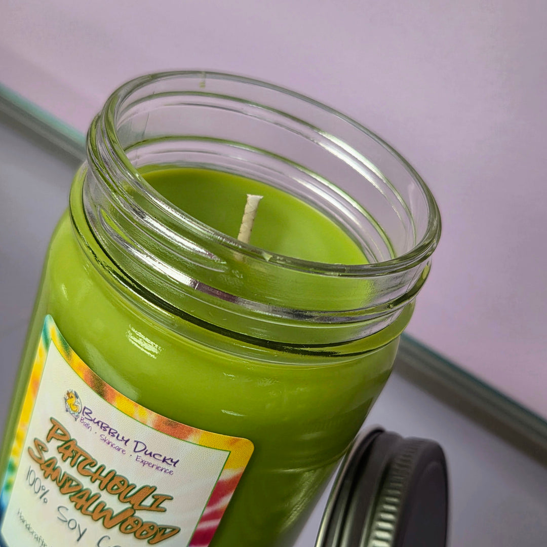 Patchouli Sandalwood - 10 oz 100% Soy Mason Jar Candle