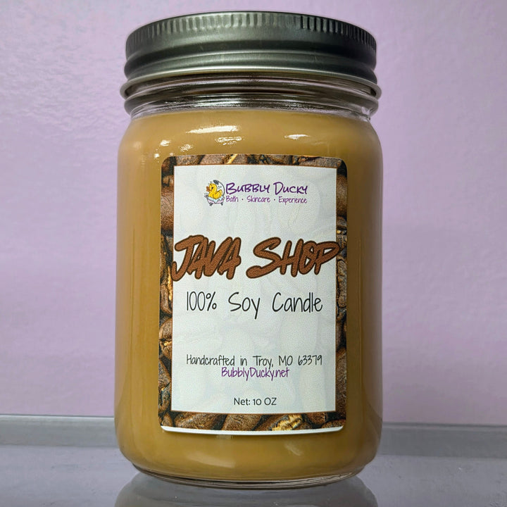 Java Shop - 10 oz 100% Soy Mason Jar Candle