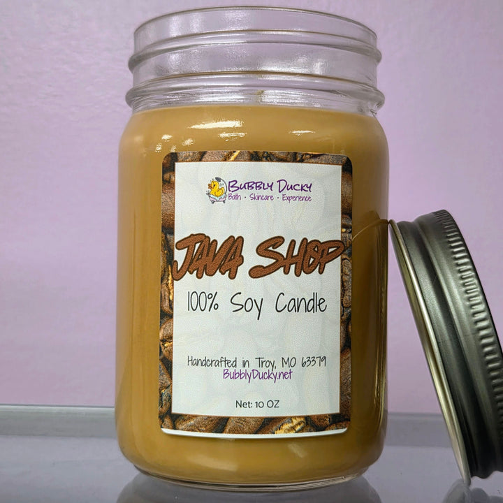 Java Shop - 10 oz 100% Soy Mason Jar Candle