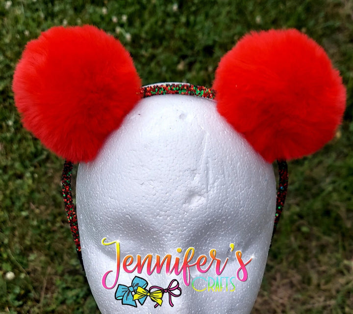 RED POM PIGGIE HEADBAND